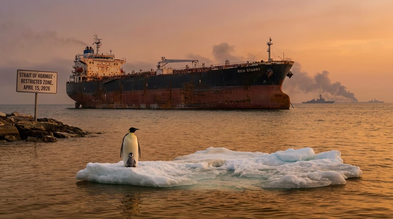 Hormuz Blockade Halts Iranian Oil, Sea Temps Hit 20.97°C Signaling El Niño, Emperor Penguins Endangered